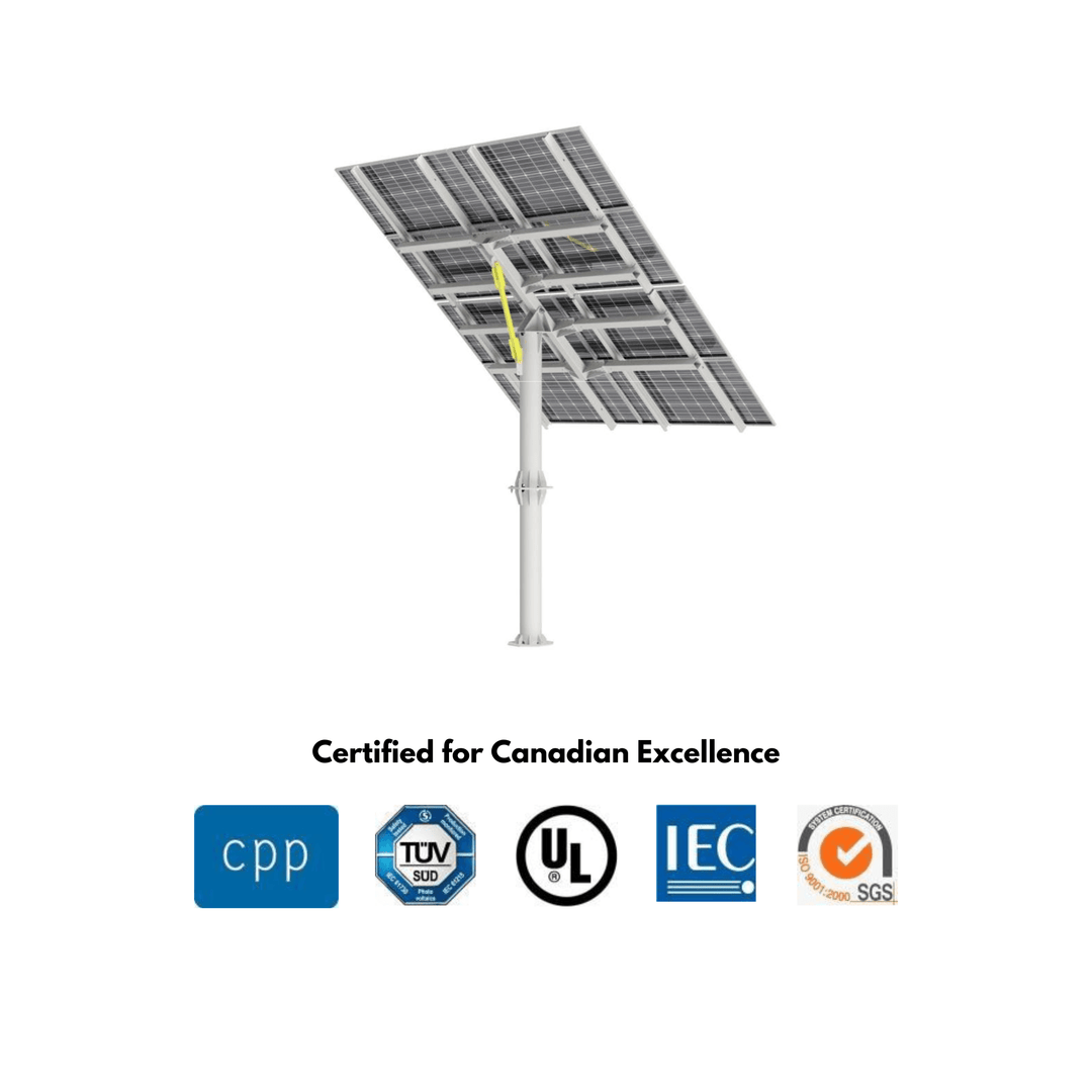 Maple Leaf North Pole Mount - System For 8 Solar Panels |14 Feet Height | W/ Angle Adjustment | PENG Certificate | Fits Panels Up To 600w