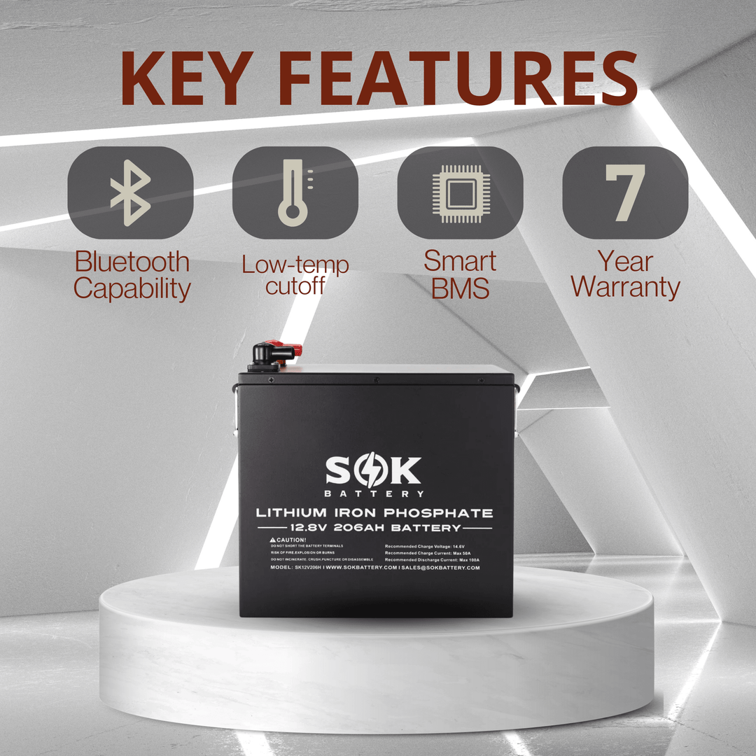 SOK Battery 12V 206Ah - Metal Heated LiFePO4 Battery | SK12V206H