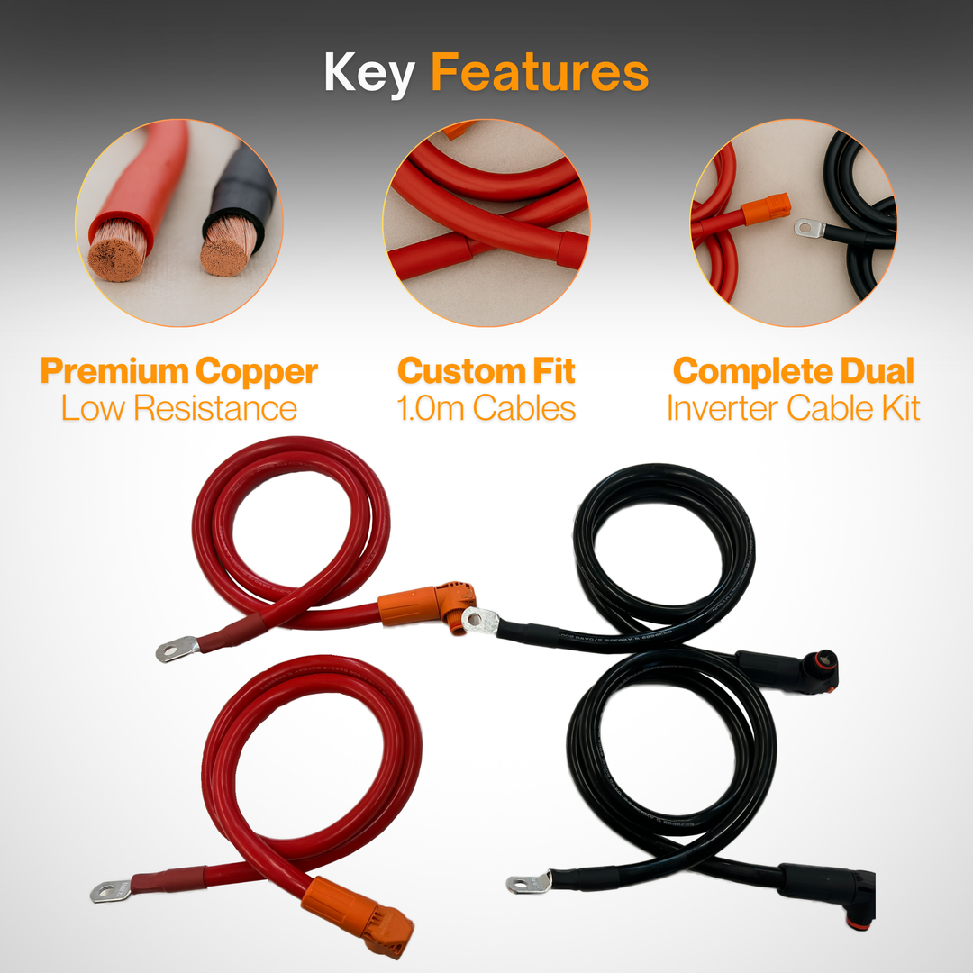 Helios 950-0071 Battery to Inverter Cable Set 1.0M, 1/0 AWG | Heavy Duty Battery to Inverter Wiring Kit | Off-Grid, RV, Marine & Solar Power Inverter Connection Cables | 2x Positive & 2x Negative 1/0 Gauge Battery Cables