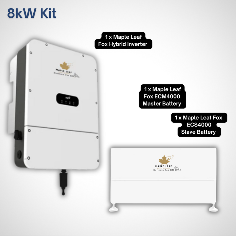 Maple Leaf Northern Fox Solar Battery & 9.6kW Hybrid Inverter Kit | 8kW to 28kW Expandable Energy Storage System