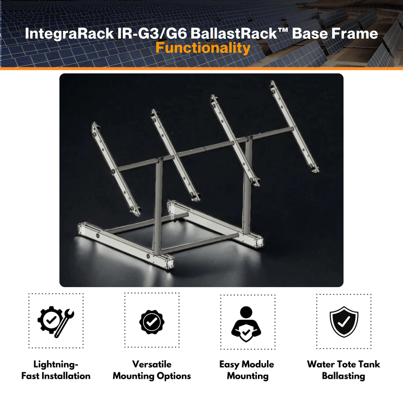 IntegraRack IR-G3/G6 BallastRack™ Base Frame - Seamless Integration with IR-G3 and IR-G6 Solar Racking Systems | Water Tote Tank Ballast Capacity | Durable Construction