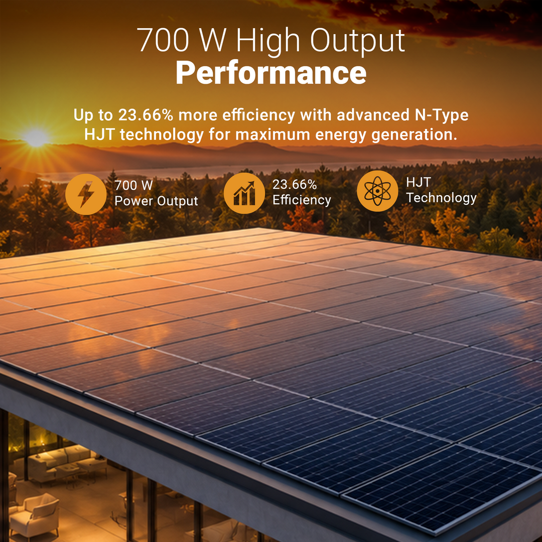 Maple Leaf 700W Bifacial HJT Solar Panel - PALLET OF 33 | High Efficiency N-Type, Dual Glass | 23.66% Output