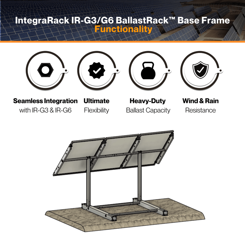 IntegraRack IR-G3/G6 BallastRack™ Base Frame - Seamless Integration with IR-G3 and IR-G6 Solar Racking Systems | Water Tote Tank Ballast Capacity | Durable Construction