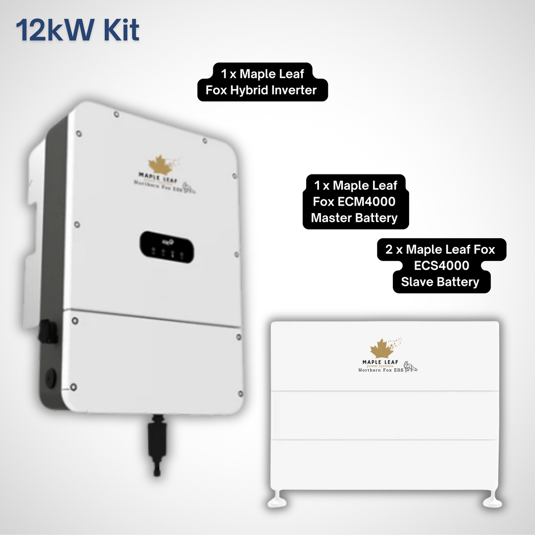 Maple Leaf Northern Fox Solar Battery & 9.6kW Hybrid Inverter Kit | 8kW to 28kW Expandable Energy Storage System