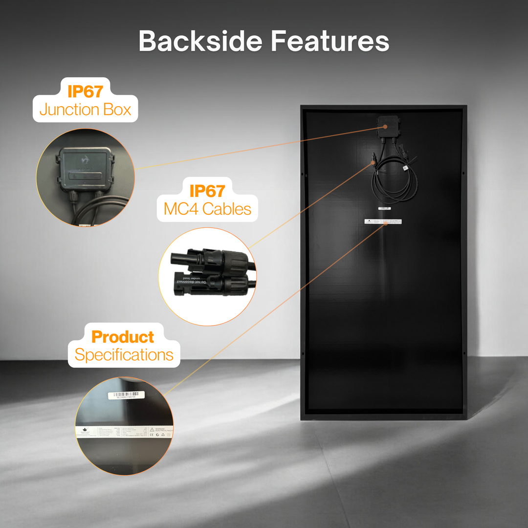 Maple Leaf 170W Mono Rigid Solar Panel - All Black | IP67 Junction Box & MC4 Cable | Monocrystalline Cells - OPEN BOX