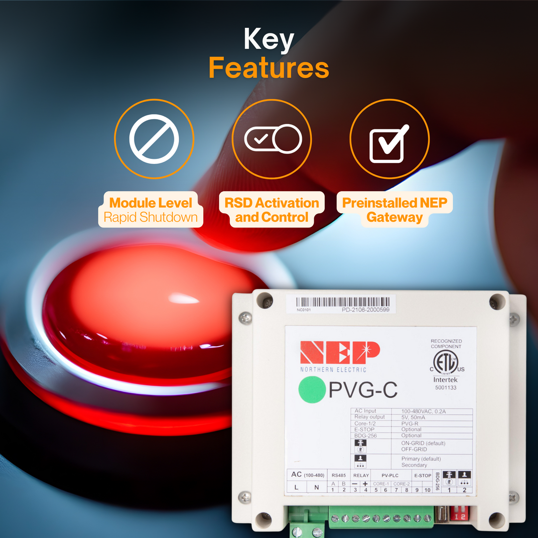 NEP PVG-O Rapid Shutdown Kit | Solar Rapid Shutdown Enclosure, IP65 Rated, Transmitter