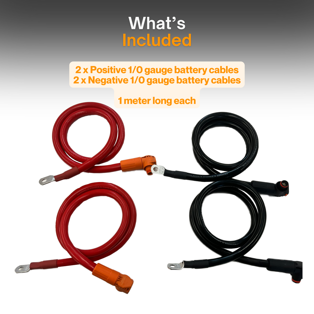 Helios 950-0071 Battery to Inverter Cable Set 1.0M, 1/0 AWG | Heavy Duty Battery to Inverter Wiring Kit | Off-Grid, RV, Marine & Solar Power Inverter Connection Cables | 2x Positive & 2x Negative 1/0 Gauge Battery Cables