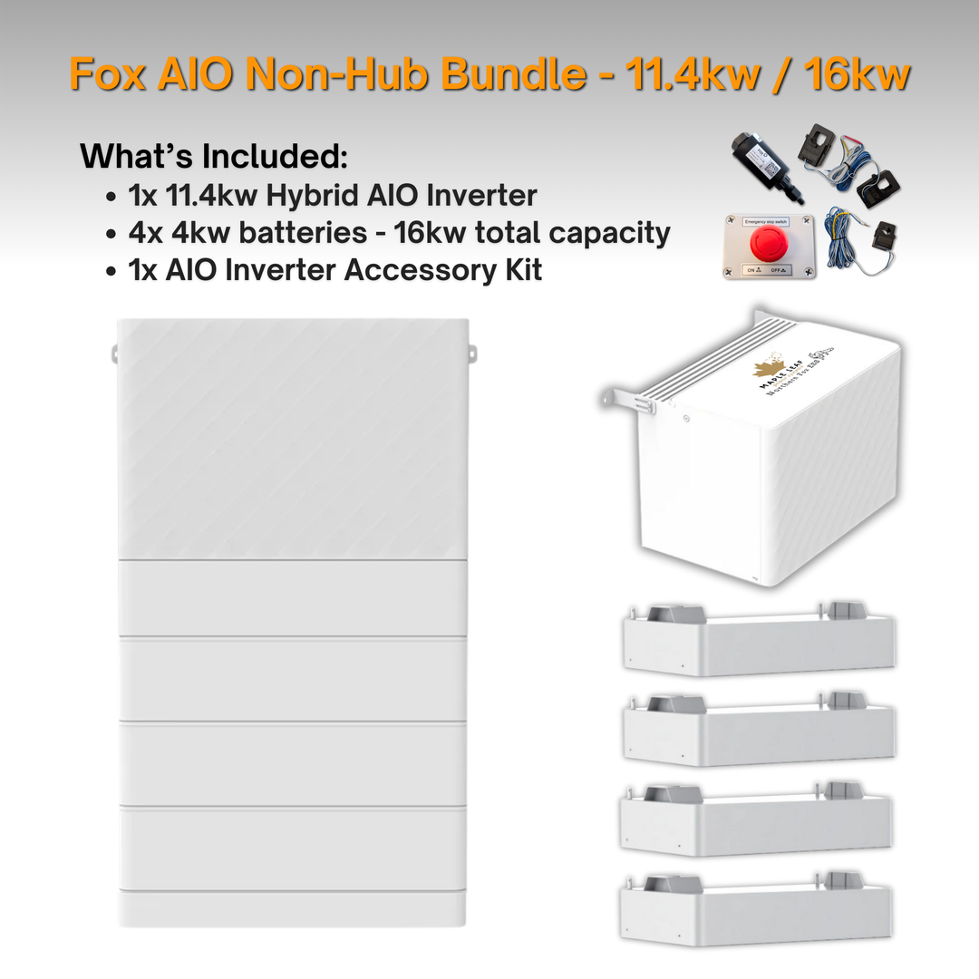 Maple Leaf Northern Fox AIO FLEX Hybrid Solar Inverter & Modular Battery Kits | 9.6kW or 11.4kW Inverter | 8kW to 28kW Expandable Energy Storage System | Optional Fox ESS Hub G2 Smart Energy Management
