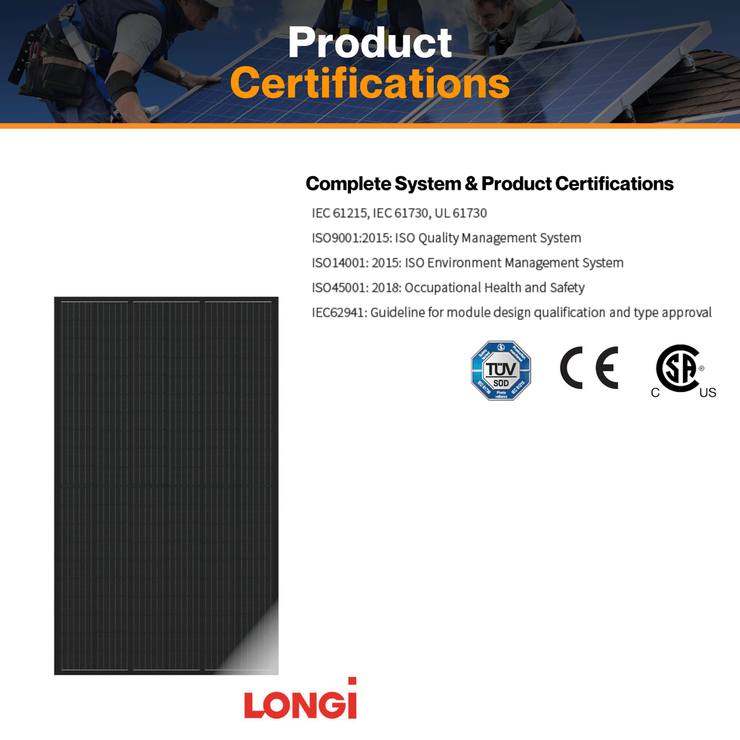 LONGi LR5-54HPB-405M - 405W Monofacial Solar Panels | 1200mm Cables | IP68 Waterproof Junction Box