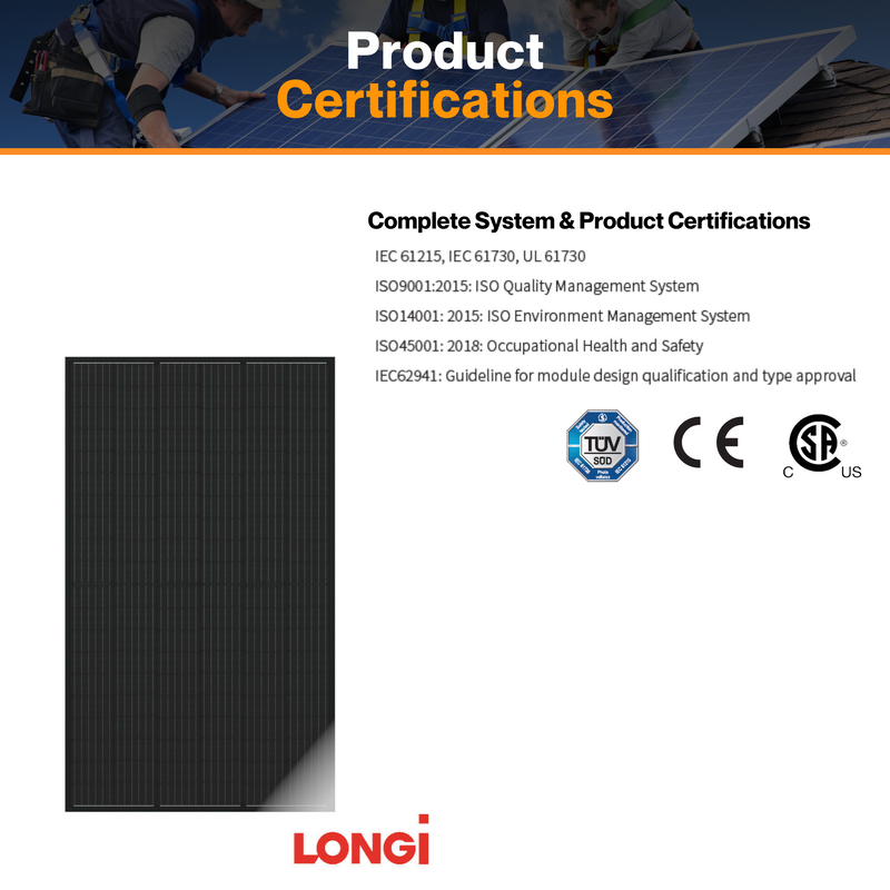 LONGi LR5-54HPB-405M - 405W Monofacial Solar Panels | 1200mm Cables | Hall-Cell Module| Gallium-Doped Technology | IP68 Waterproof Junction Box