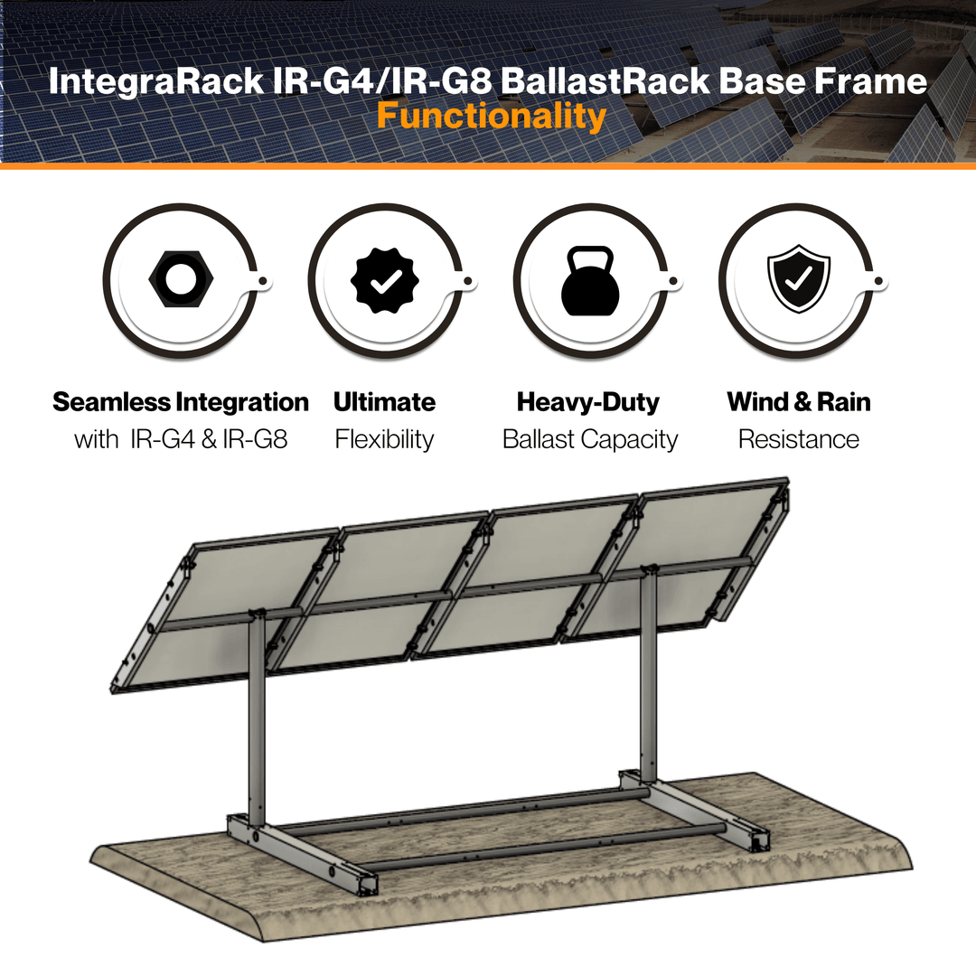 IntegraRack IR-G4/IR-G8 BallastRack Base Frame - Perfect Pairing with IR-G4 and IR-G8 Solar Racking Systems | W/ Double Water Tote Tank Capacity | Superior Durability | UL 2703 Certified