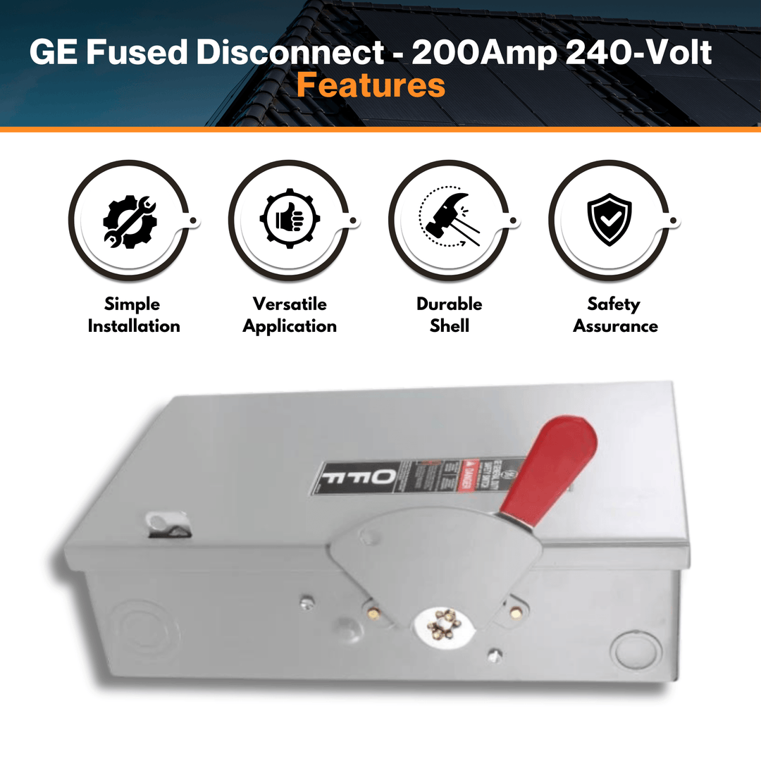 GE Fused Disconnect - 200Amp 240-Volt 1Ø | Type 3R| 2 Poles 3 Wires | Single-Phase | TG3224 | cUL listed & CSA Certified