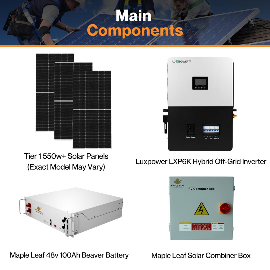 Luxpower SNA-US-6K Kit - Tier 1 550W+ Solar Panels | 48v 100Ah Beaver Battery | Solar Power Kits for House, Cabin & Off-Grid