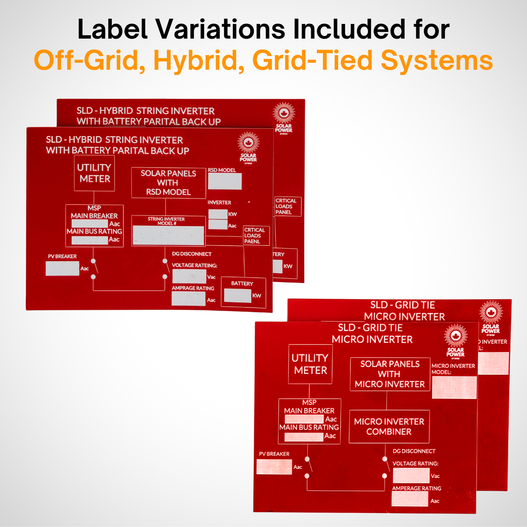 Solar System Lamacoid Label Kit | 28 Piece Label Kit | Solar Component Labels, Specification Labels, Safety Labels for All Solar System Types