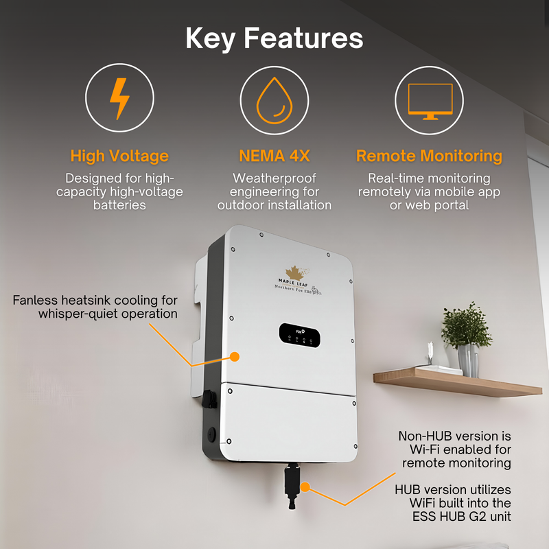 Maple Leaf Northern Fox H1&AC1 Split-Phase Hybrid Inverter (HUB Version) | UL & IEEE Certified | Off-Grid & Grid-Tied | Type 4X Outdoor Rated