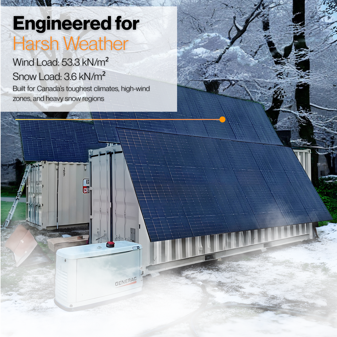 40ft Shipping Container Solar Panel Mounting System | Maple Leaf Goose Mount Angle-Adjustable Design | Off-Grid Power, Portable Power, Residential / Commercial