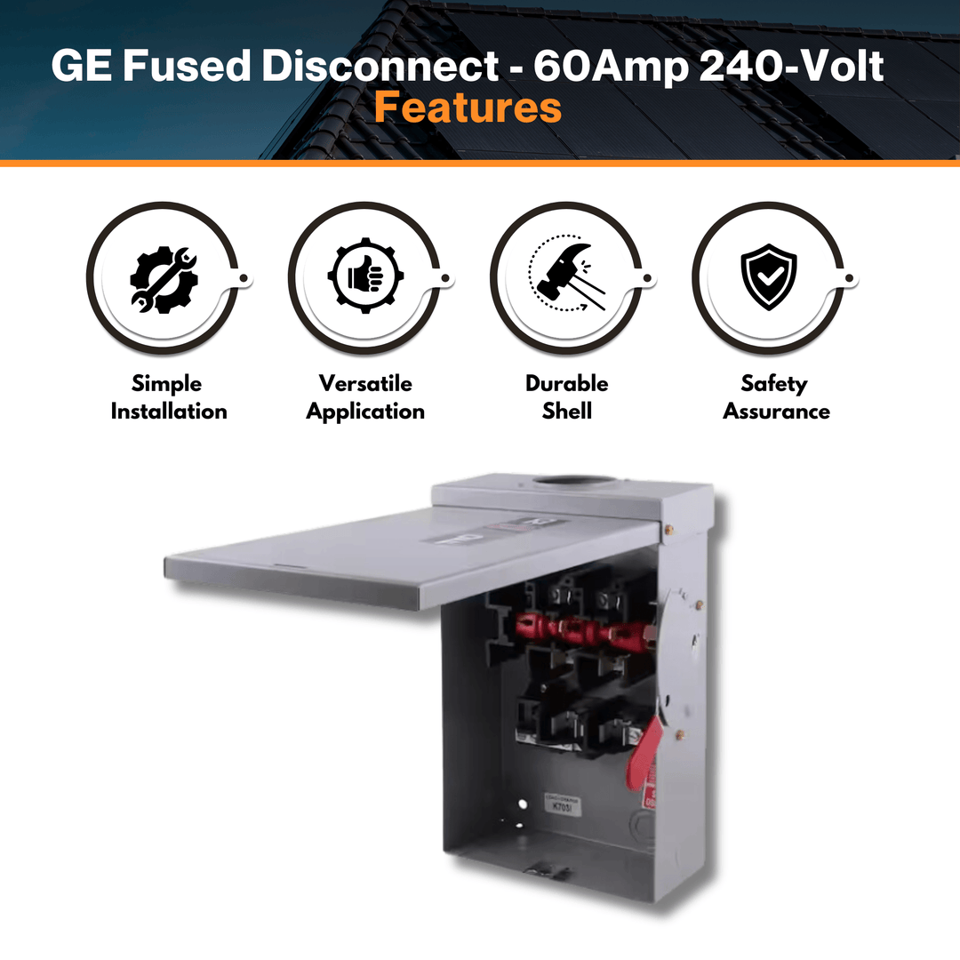 GE Fused Disconnect - 60Amp 240-Volt Outdoor Type 3R Rated | 2 Poles 3 Wires | Single-Phase | TG3222R | UL listed & CSA Certified