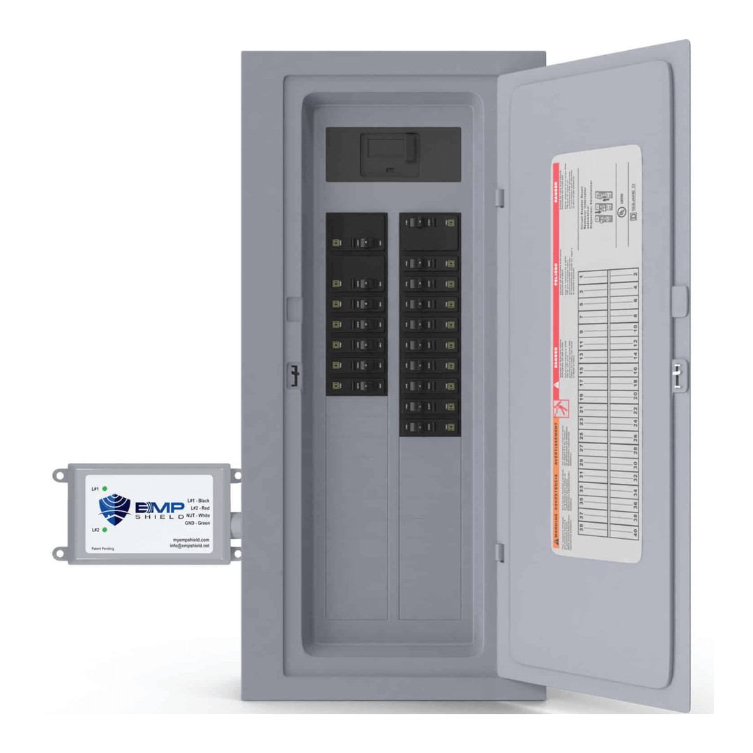 EMP Shield Single Phase 120/240 Wired - Home EMP | Lightning Protection Plus CME Defense | W/ Power Surges & Smart Meter Fire Protection | Remote LED