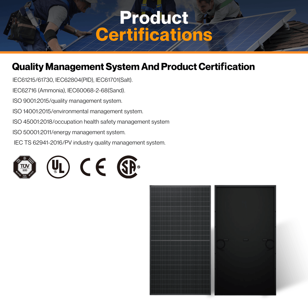 Maple Leaf 520W Monofacial Panel - N-type TOPCon Full Black Solar Module | 10-30% Additional Energy | Aluminum Frame | IP68 Rated | Mc4 Connectors