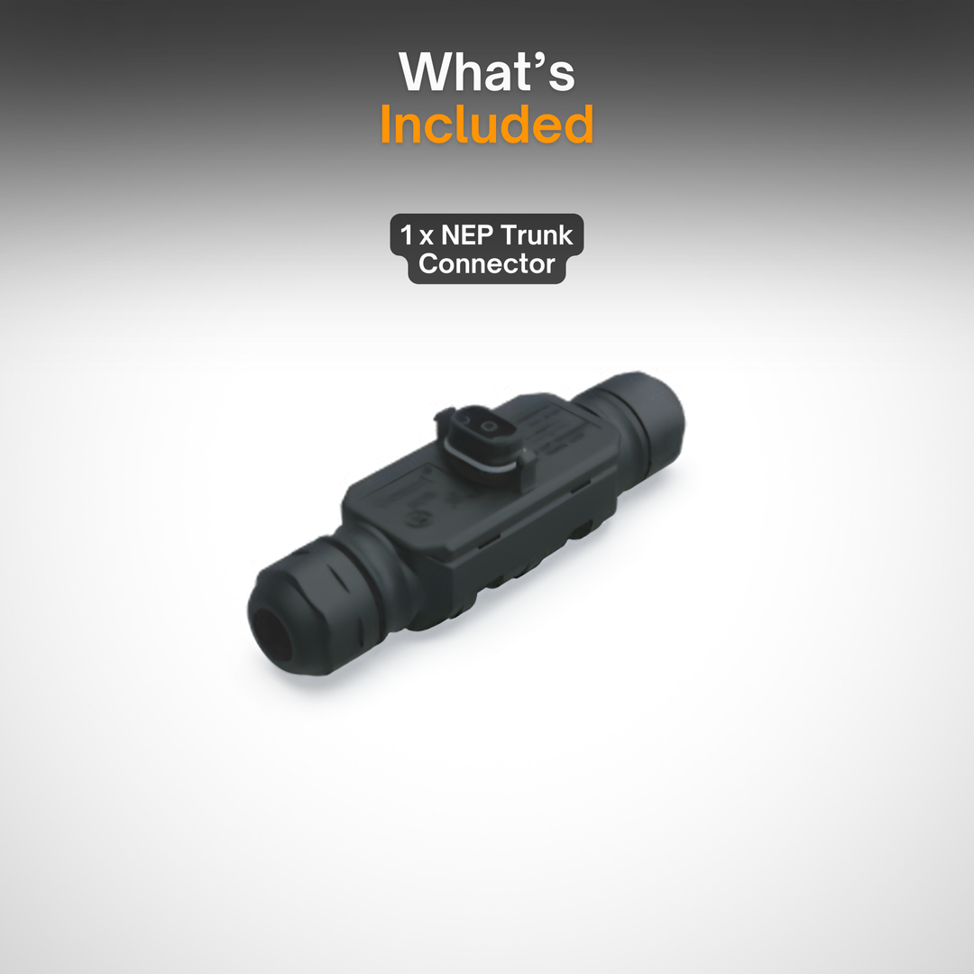 NEP Trunk Connector | Plug-and-Play AC Trunk Cable Connector | For NEP Microinverter Systems | Outdoor-Rated Solar PV Wiring Accessory | Fast Installation | Modular Array Compatible