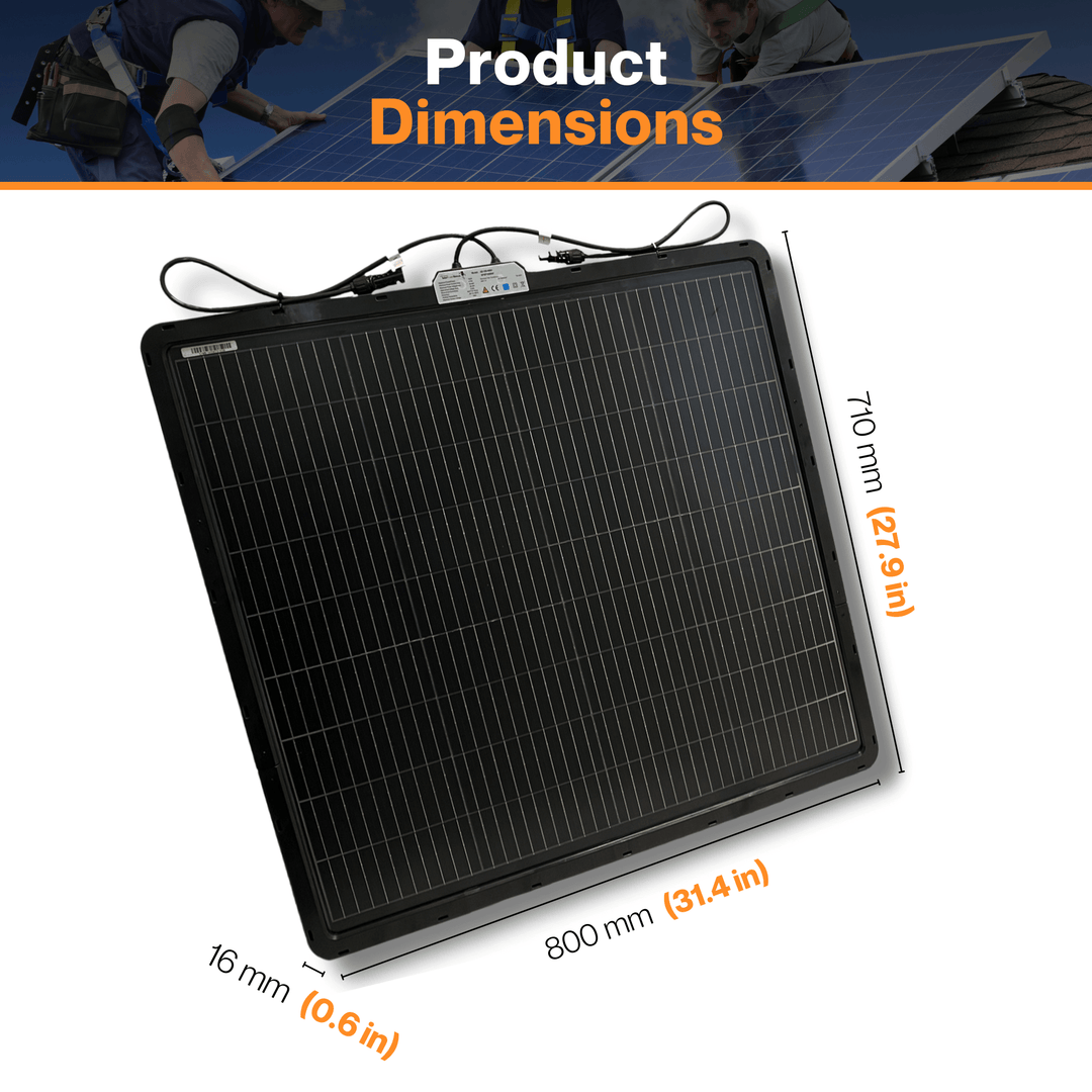 Maple Leaf 100W Balcony Semi-flexible Solar Panel - Bendable Lightweight With Bifacial Monocrystalline Solar Cells | With 10 Adjusting Belts