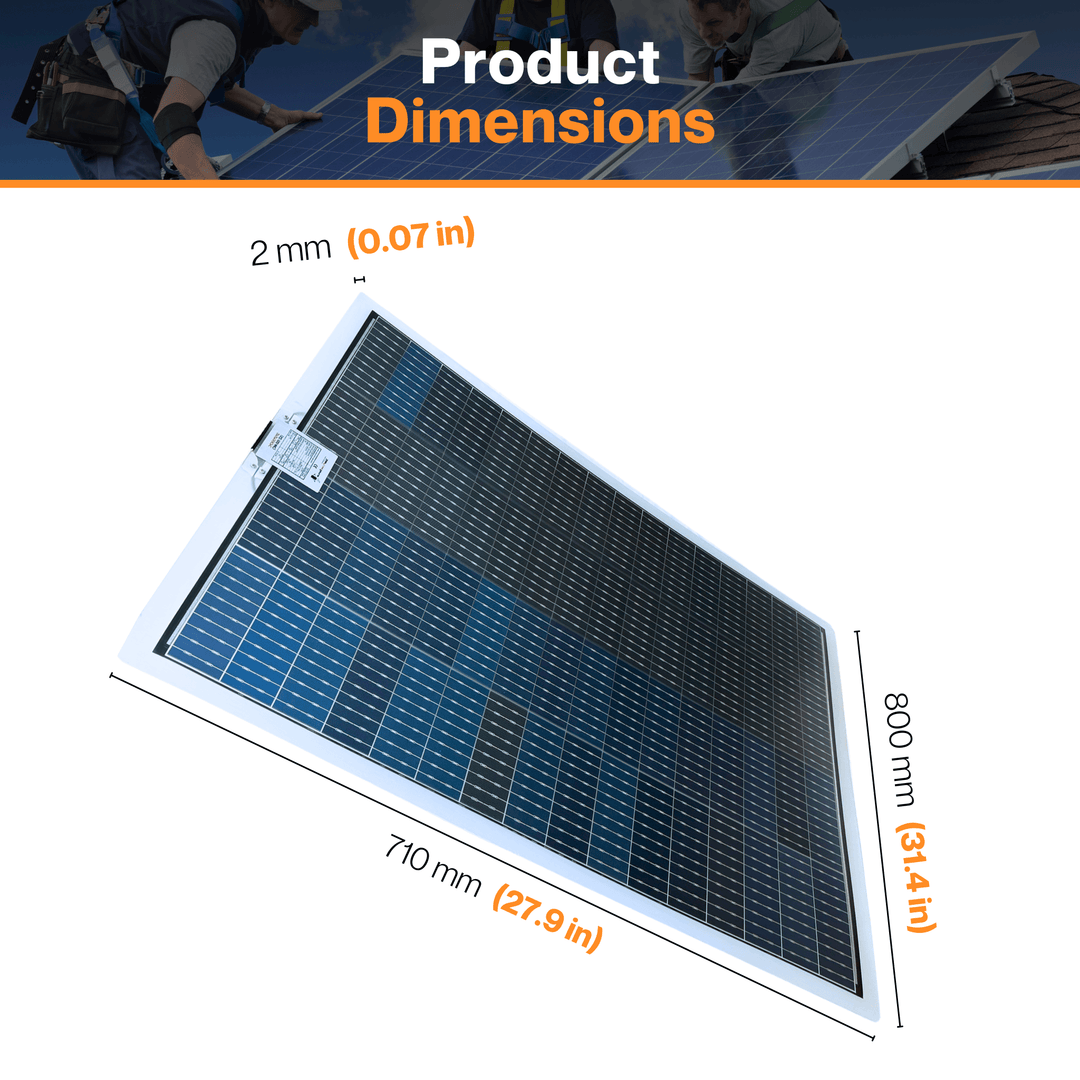 Maple Leaf 100W CPC Semi-Flexible Solar Power Panel - Bendable & Lightweight | Bifacial CPC Cells - For Curved & Uneven Surfaces