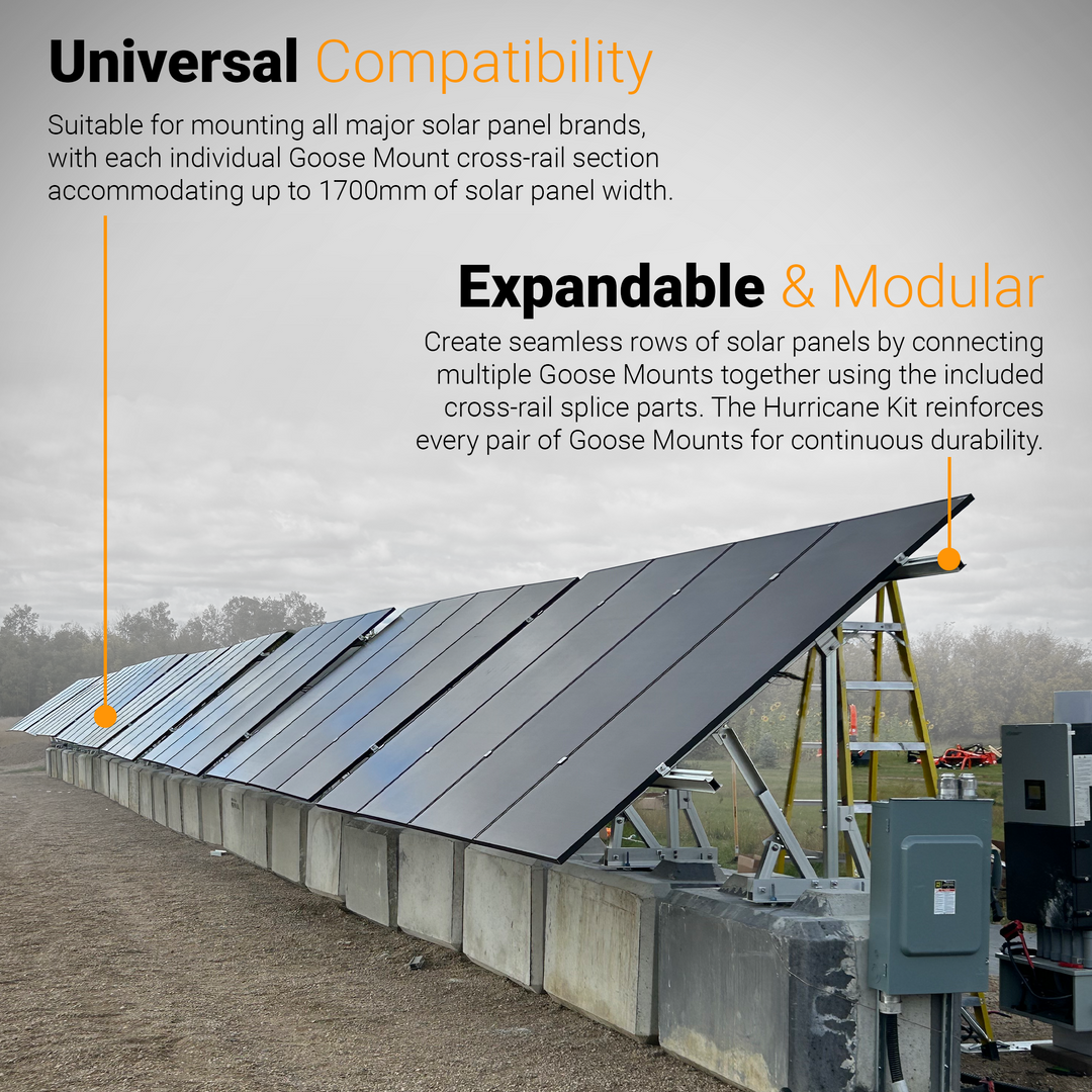 Maple Leaf Goose Ground Mount Bundles | Angle-Adjustable Solar Power Ground Mount Base Kits with Hurricane Upgrades | Bundles for 3, 4, and 6 Solar Panels