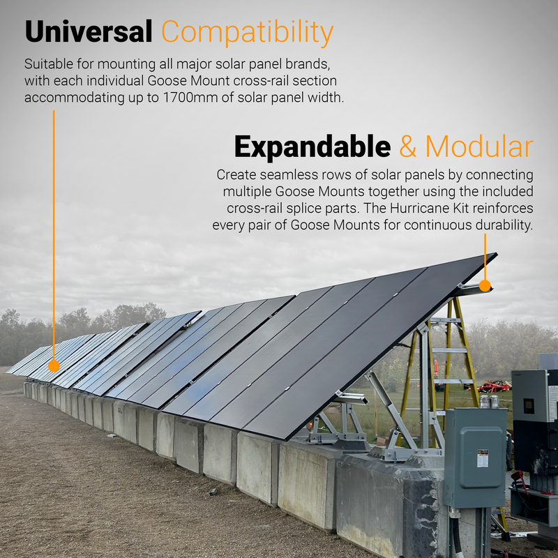 Maple Leaf Goose Ground Mount Bundles | Angle-Adjustable Solar Power Ground Mount Base Kits with Hurricane Upgrades | Bundles for 3, 4, and 6 Solar Panels