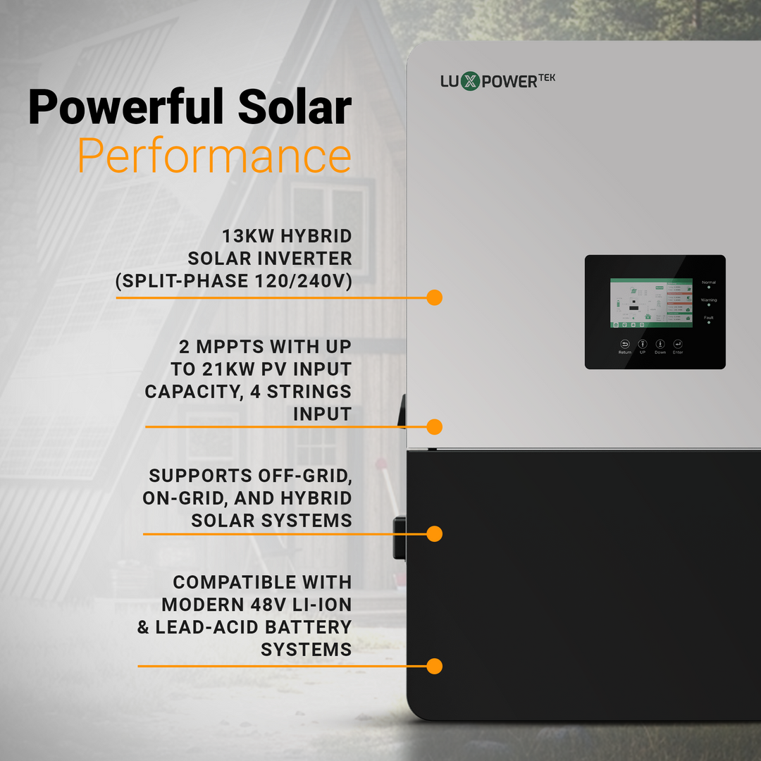 Luxpower GEN-LB-US 13K Hybrid Solar Inverter | 13kW Split Phase 120/240V | Off-Grid, RV, Cabin, Marine & Residential Power Backup | UL & CSA Certified