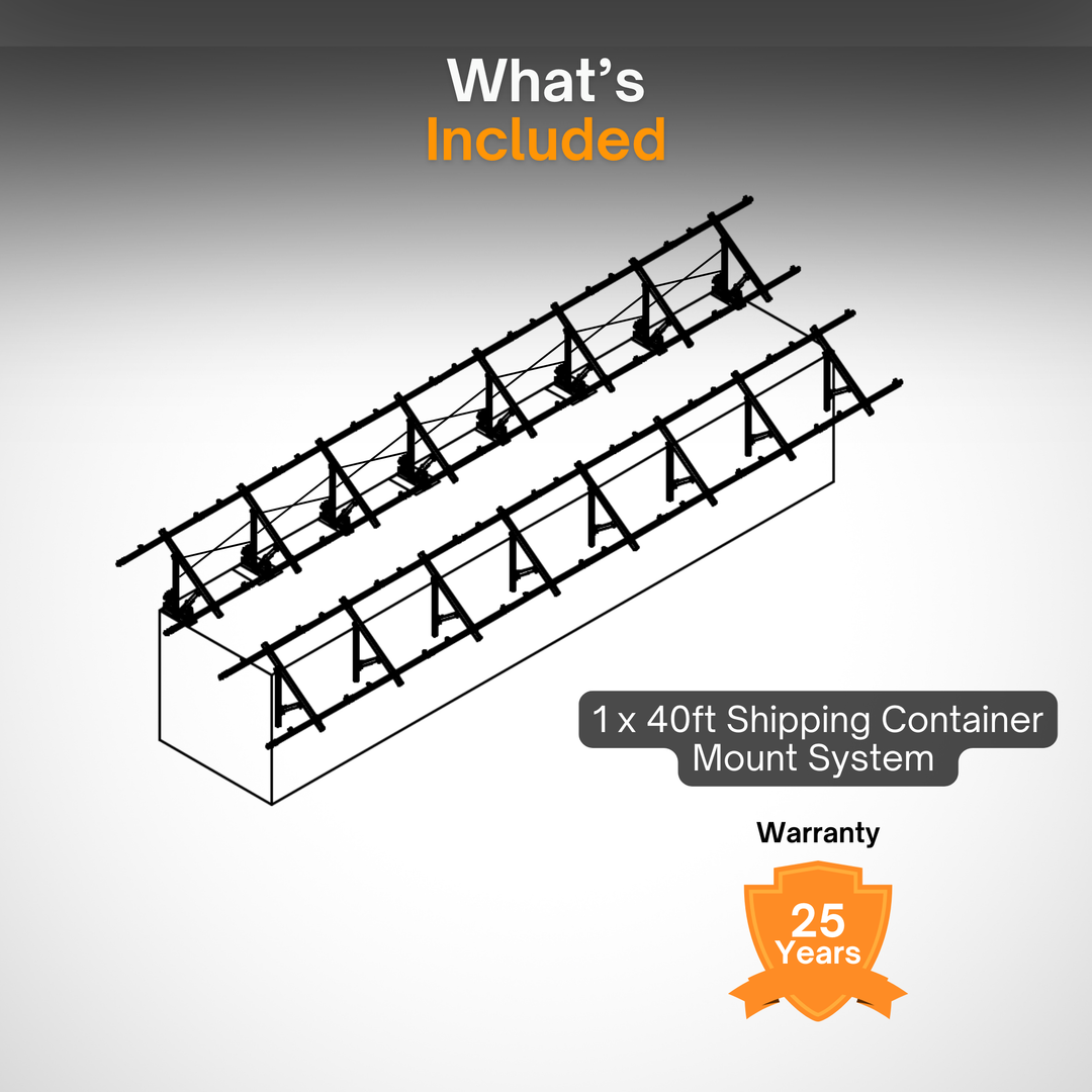 40ft Shipping Container Mount System | Maple Leaf Goose Mount Angle-Adjustable Design | Off-Grid Power, Portable Power, Residential / Commercial