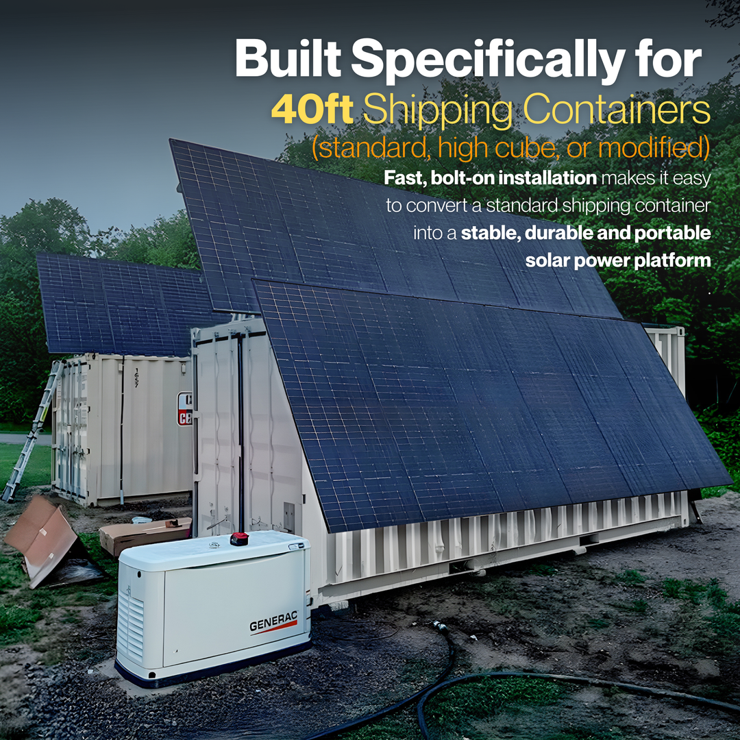 40ft Shipping Container Solar Panel Mounting System | Maple Leaf Goose Mount Angle-Adjustable Design | Off-Grid Power, Portable Power, Residential / Commercial