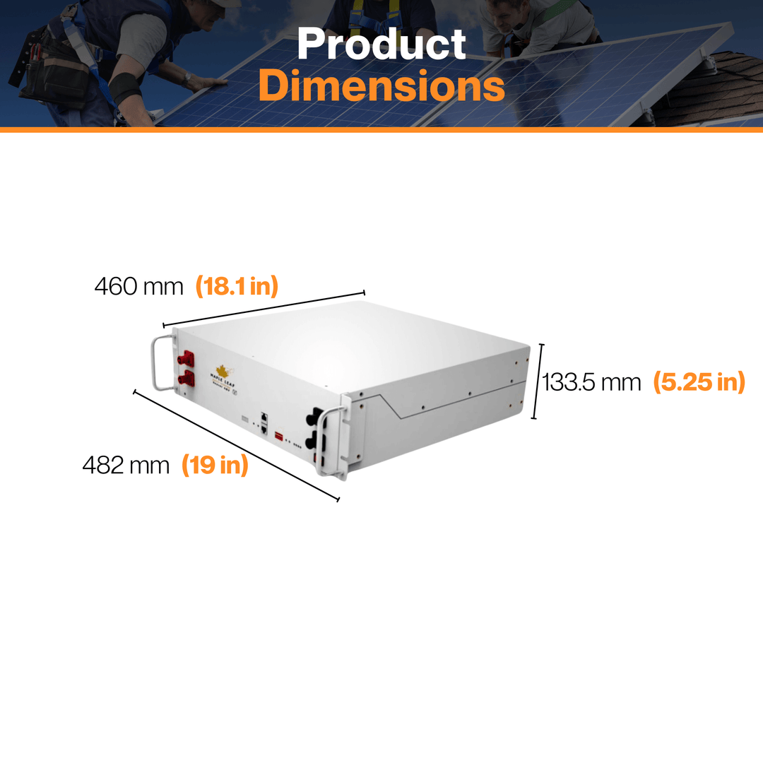 Maple Leaf 48v 100Ah Server Rack Beaver W/ Heating - Deep Cycle Lithium Iron Phosphate Battery (LiFePO4 Battery) | W/ BMS, LED & CAN/RS485 Port