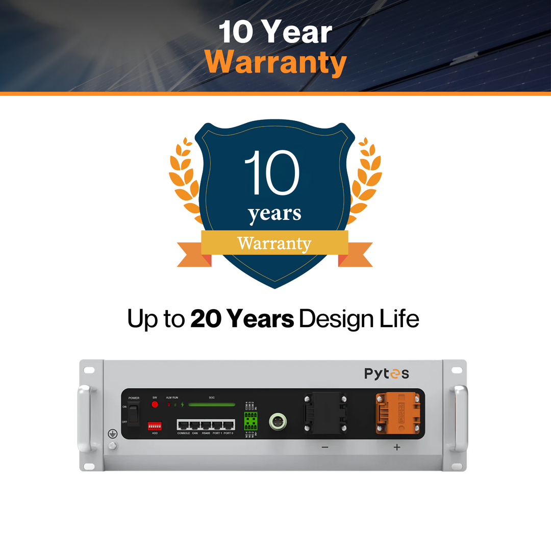 Pytes V5 5.12kWh 100Ah 48V LiFePO4 Solar Battery | 300A Scalable | 80% DoD | Self-Heated | Smart BMS | Remote Monitoring | UL9540 & UL1973 Certified