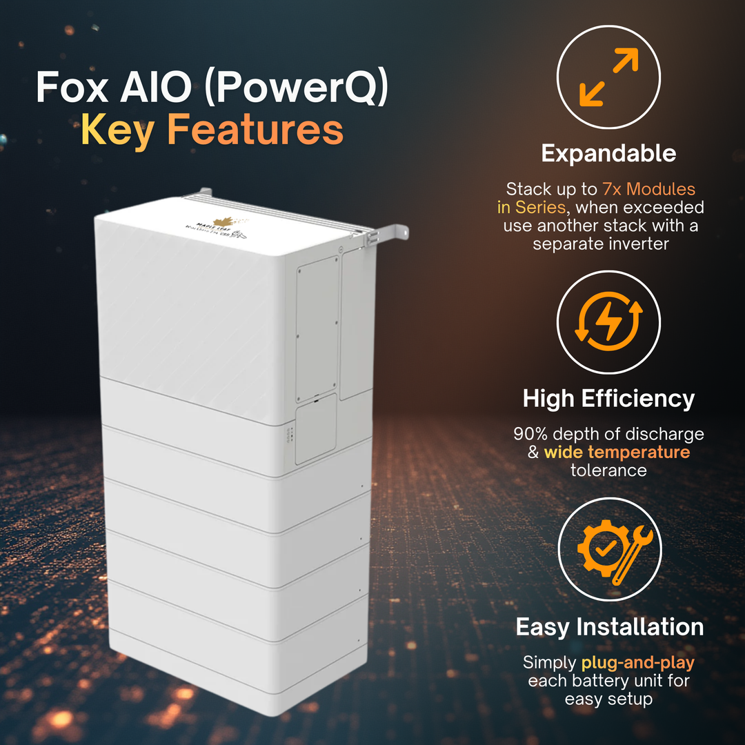 Fox AIO PowerQ (Flex Version) – All-in-One Residential Inverter and Energy Storage System | Hybrid Solar Inverter + Lithium Battery Backup | Off-Grid, RV, Cabin, Marine, Home Backup Power