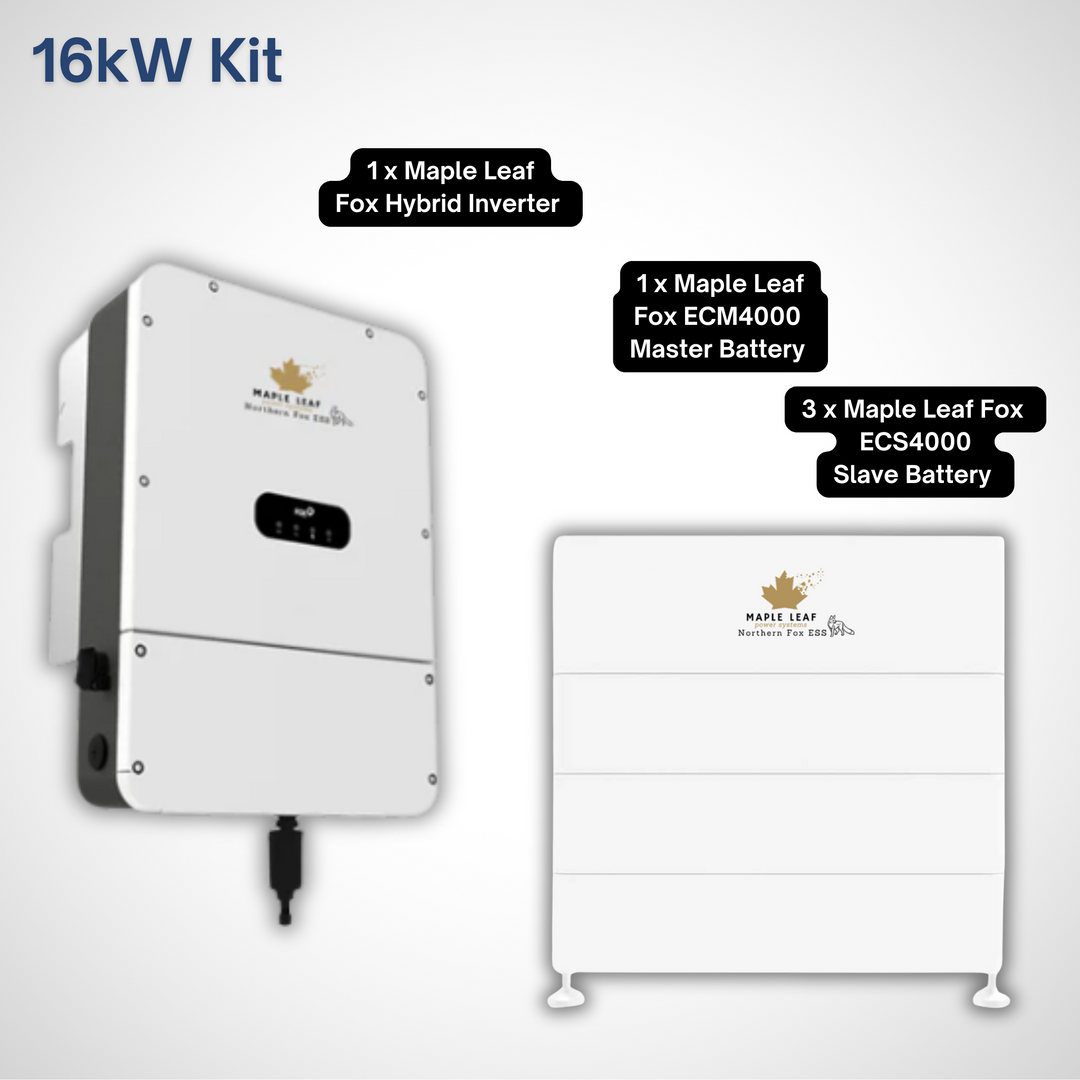 Maple Leaf Northern Fox Solar Battery & 9.6kW Hybrid Inverter Kit | 8kW to 28kW Expandable Energy Storage System