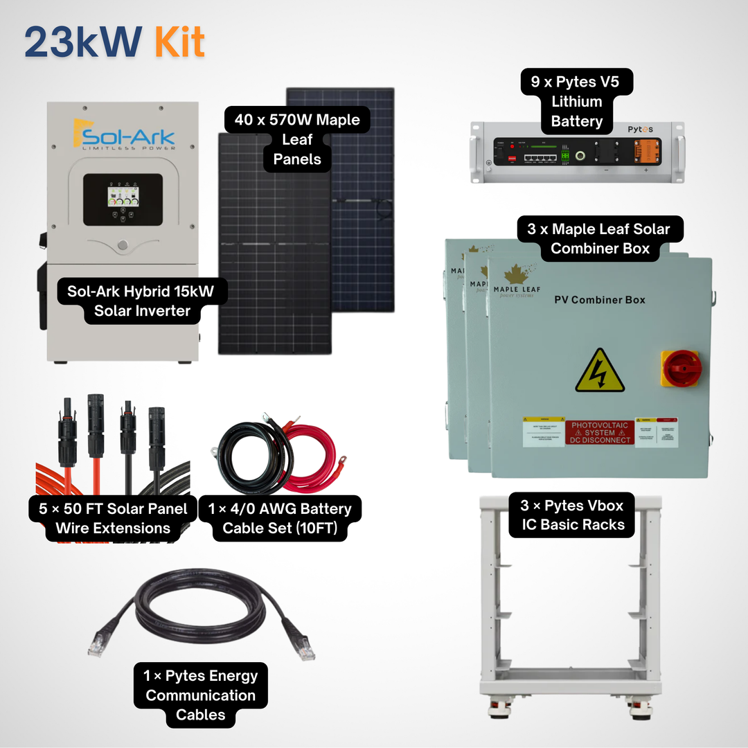 Sol-Ark 15K Solar Power Kit | Maple Leaf 570W Panels | 48V 5.12kWh Pytes V5 Battery | Solar Power Kit for Home, Cabin & Off-Grid/Hybrid