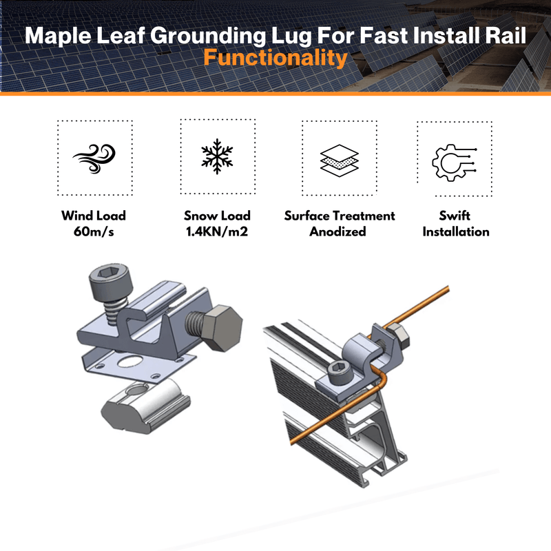 Maple Leaf Grounding Lug For Fast Install Rail