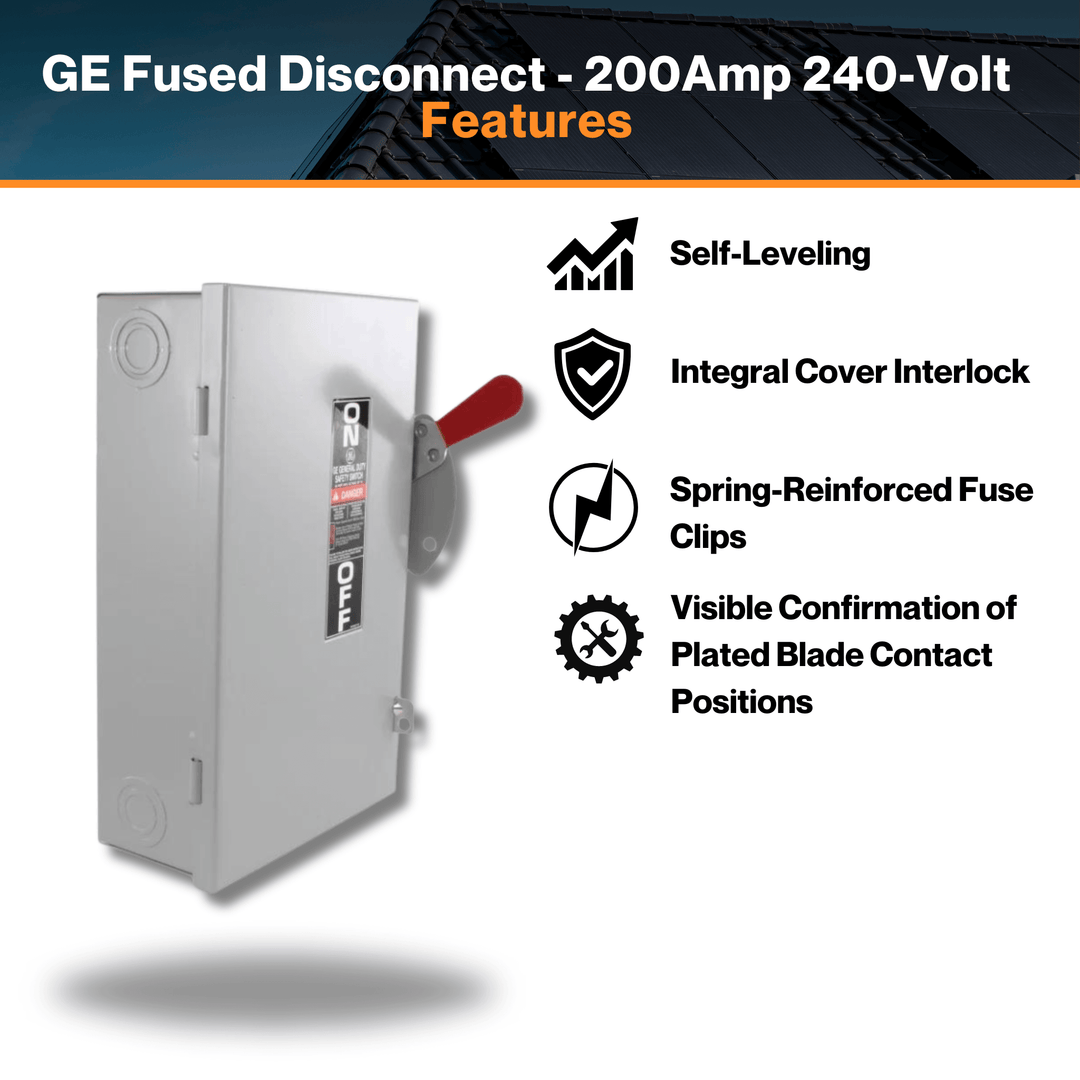 GE Fused Disconnect - 200Amp 240-Volt 1Ø | Type 3R| 2 Poles 3 Wires | Single-Phase | TG3224 | cUL listed & CSA Certified