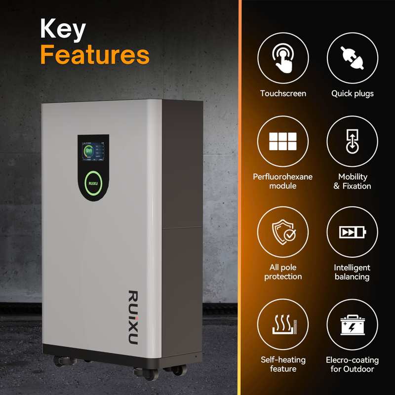 RUiXU Lithi2-16 16kWh LiFePO4 Battery | 51.2V 314Ah | Whole House Battery Backup | UL1973 UL9540A | Solar Battery Storage for Home | Off-Grid Power System | Outdoor Wall Mount & Mobile Design