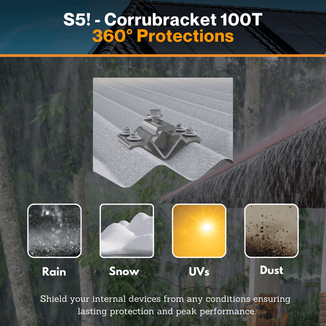 S5! - CorruBracket 100T | Low-Profile Mounting Bracket for Corrugated Roof Crest