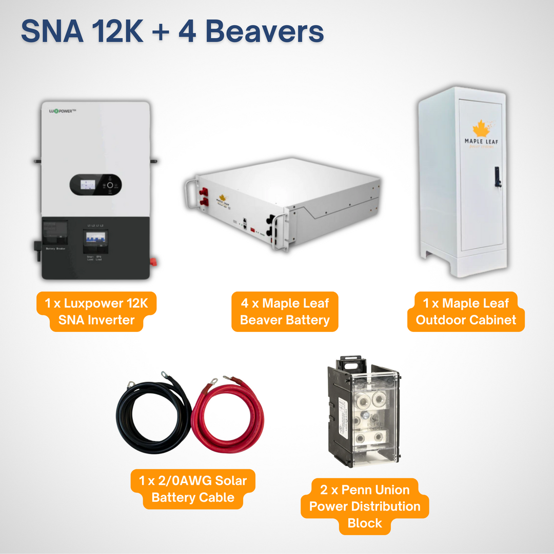 Maple Leaf ESS Backup Kits | Luxpower SNA 12K Inverter | Moose & Beaver Battery Options | Off-Grid and Hybrid Ready