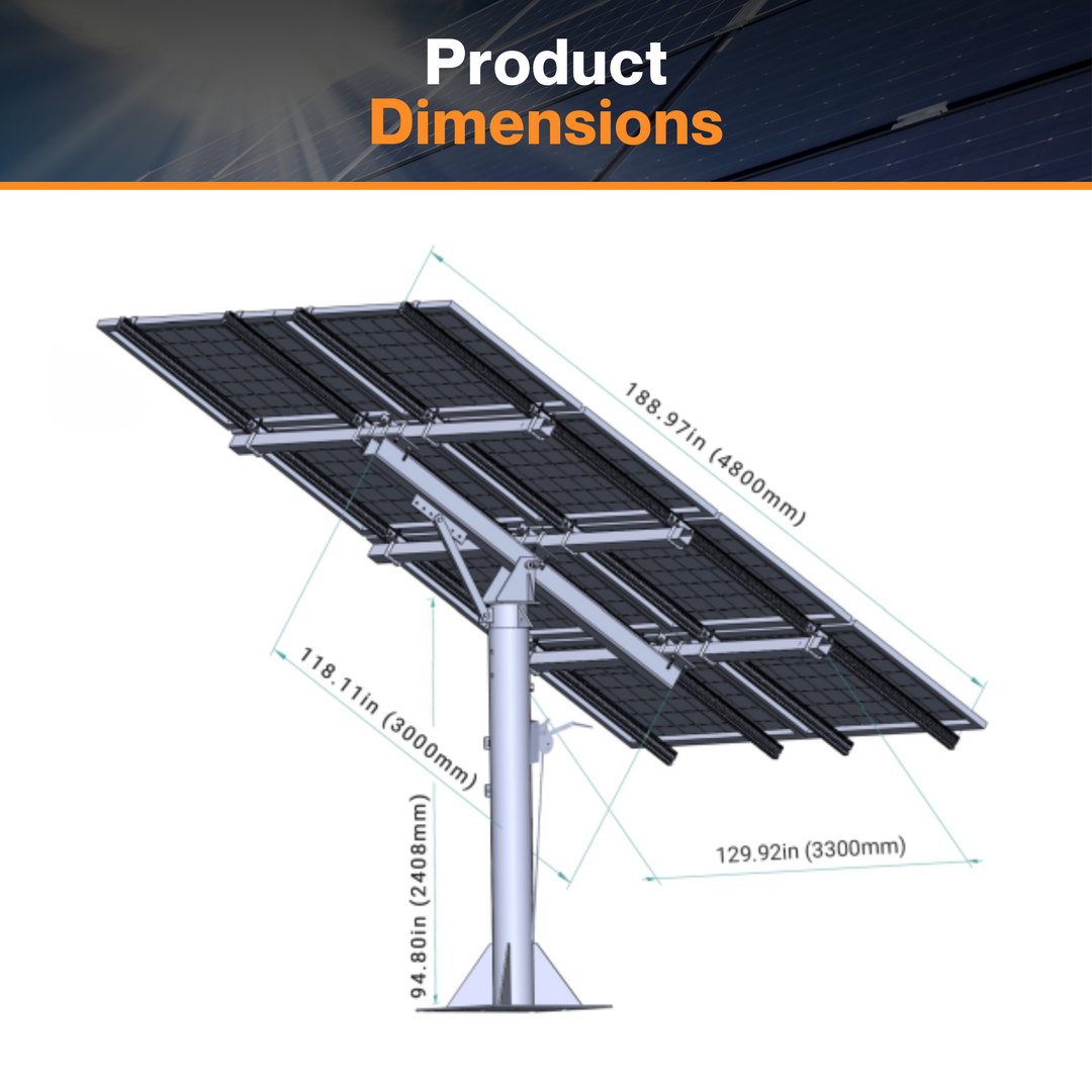 Elios Arbora P8 Pole Mount System – Holds 8 Large Solar Panels | 15°~70° Tilt Angle | 1.4kN/m² Snow Load | 55m/s Wind Speed Rating