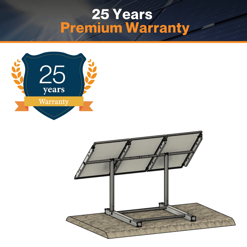 IntegraRack IR-G3 Three Solar Modules Adjustable Racking System - Twin Pole Ground Mount Frame | 6061-T6  Aluminum | 150mph Wind Load | 0°-45° Angle Adjustment | UL 2703 & Bonding Certified