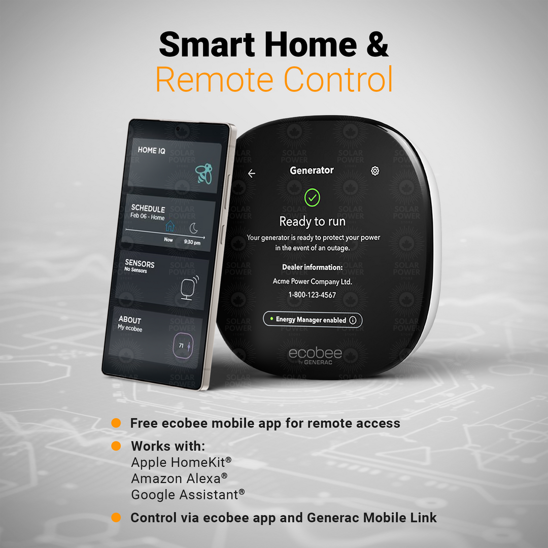 ecobee® by Generac Smart Thermostat 7364 | ENERGY STAR® Wi-Fi Thermostat | HVAC Energy Manager | Generator & PWRcell™ 2 Integrated | 4” Touchscreen | Smart Home Compatible | Backup Power Optimized