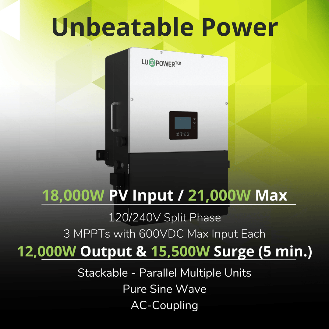 Luxpower LXP-LB-US (18KPV) 12k Hybrid Inverter - 18000W PV Input | 12000W Output | 48V 120/240V Split Phase | UL & CSA Approved