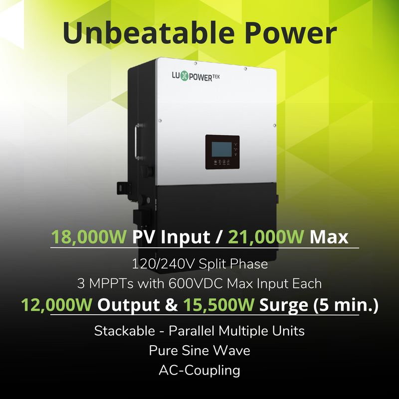 Luxpower LXP-LB-US 12k Hybrid Inverter | All-In-One Solar Inverter | 18000W PV Input | 12000W Output | 48V 120/240V Split Phase |  LXP-LB-US 12k [UL & CSA Approved]