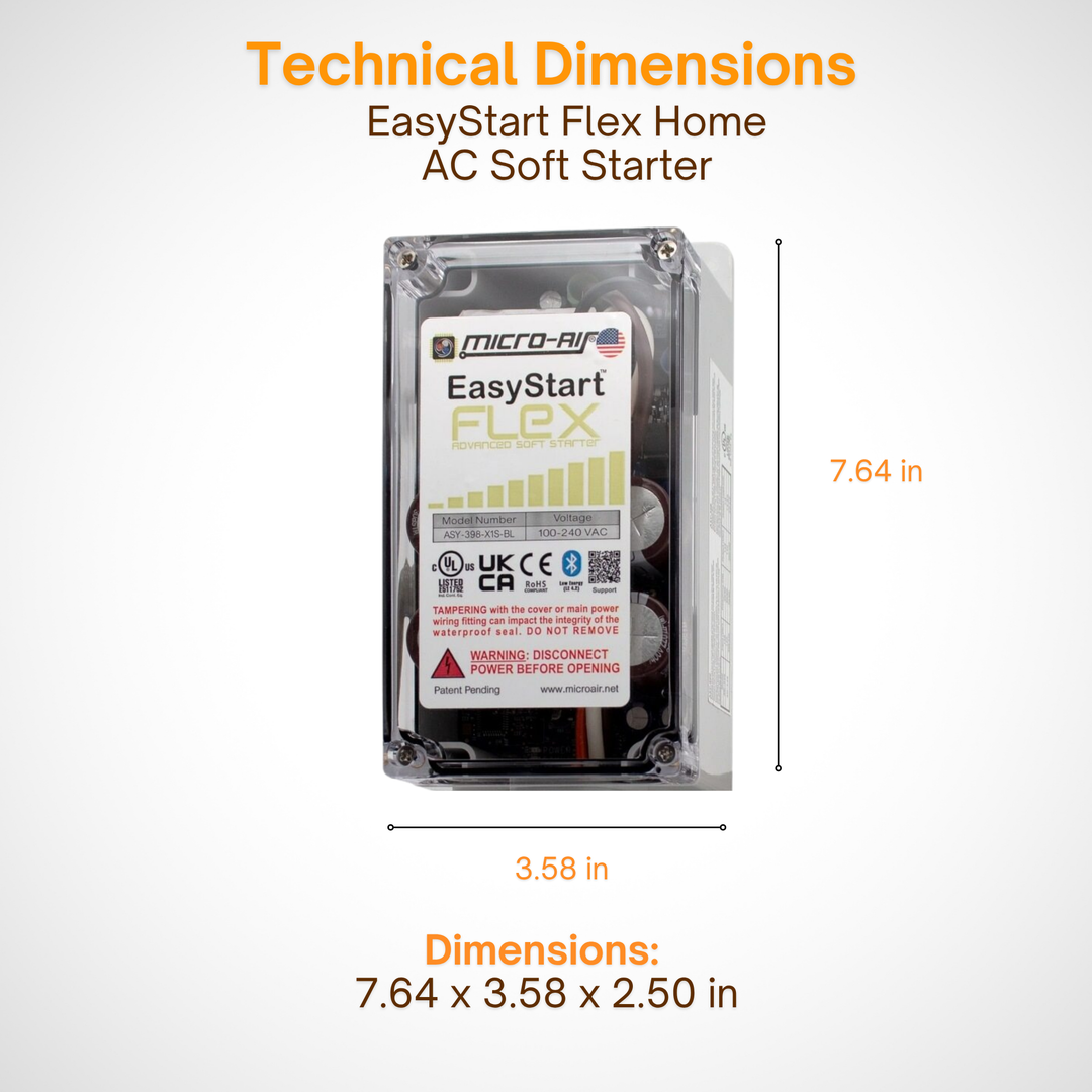 EasyStart™ Flex Home AC Soft Starter – Micro-Air Soft Start Kit for Air Conditioners & Heat Pumps | One-Size-Fits-All Up to 6 Tons | Generator, Inverter & Solar Power Compatible | Quiet Startup & Energy Efficient HVAC Solution