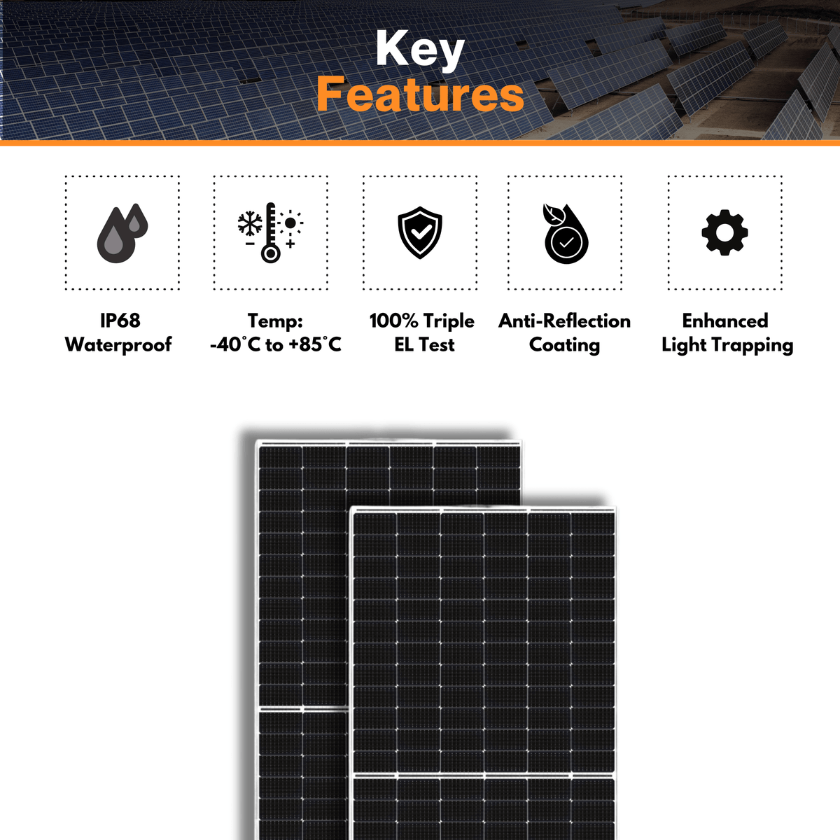 Thornova Solar 580W Solar Panel - TS-BGT72(580) - High-efficiency Bifa