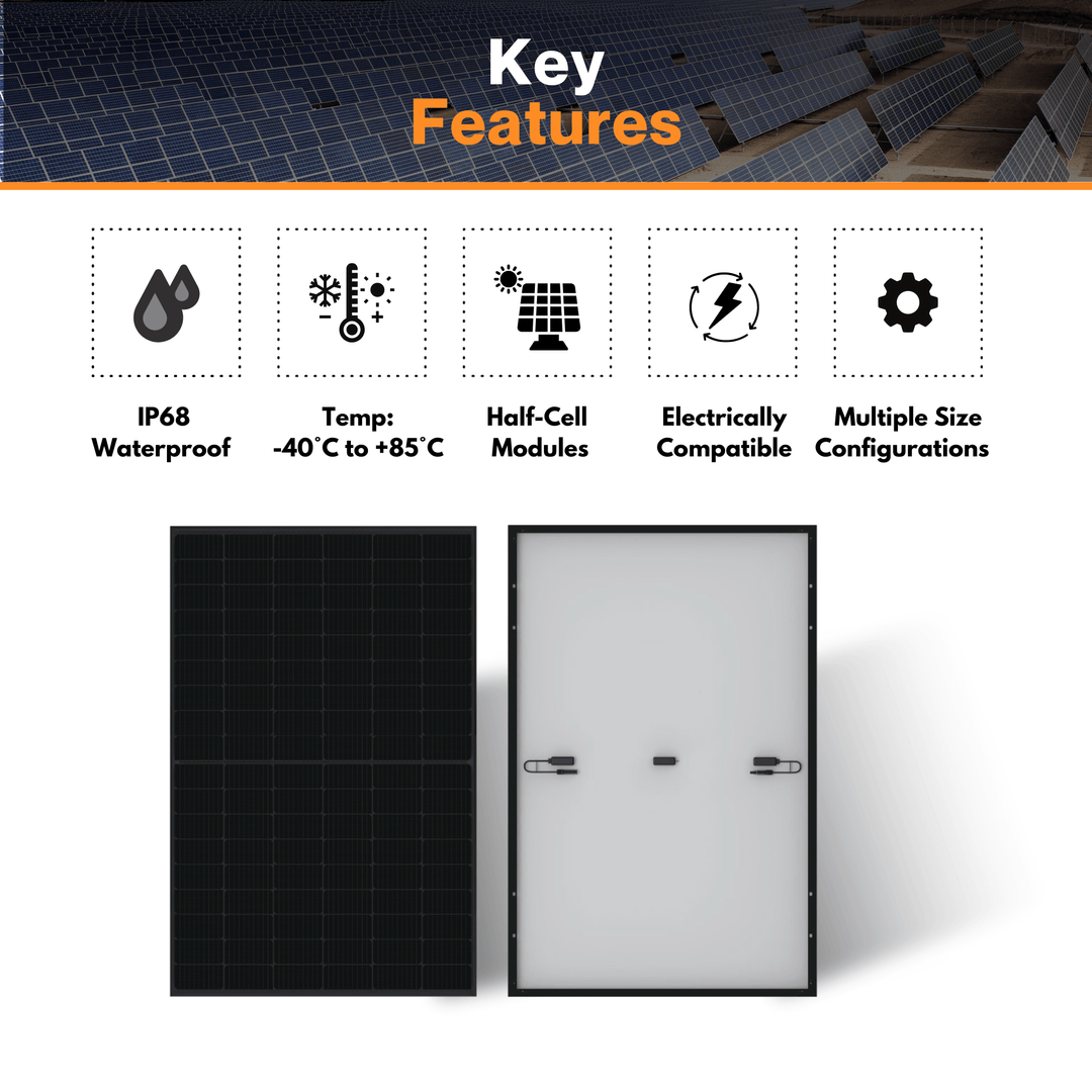 LONGi LR5-54HPB-405M - 405W Monofacial Solar Panels | 1200mm Cables | IP68 Waterproof Junction Box