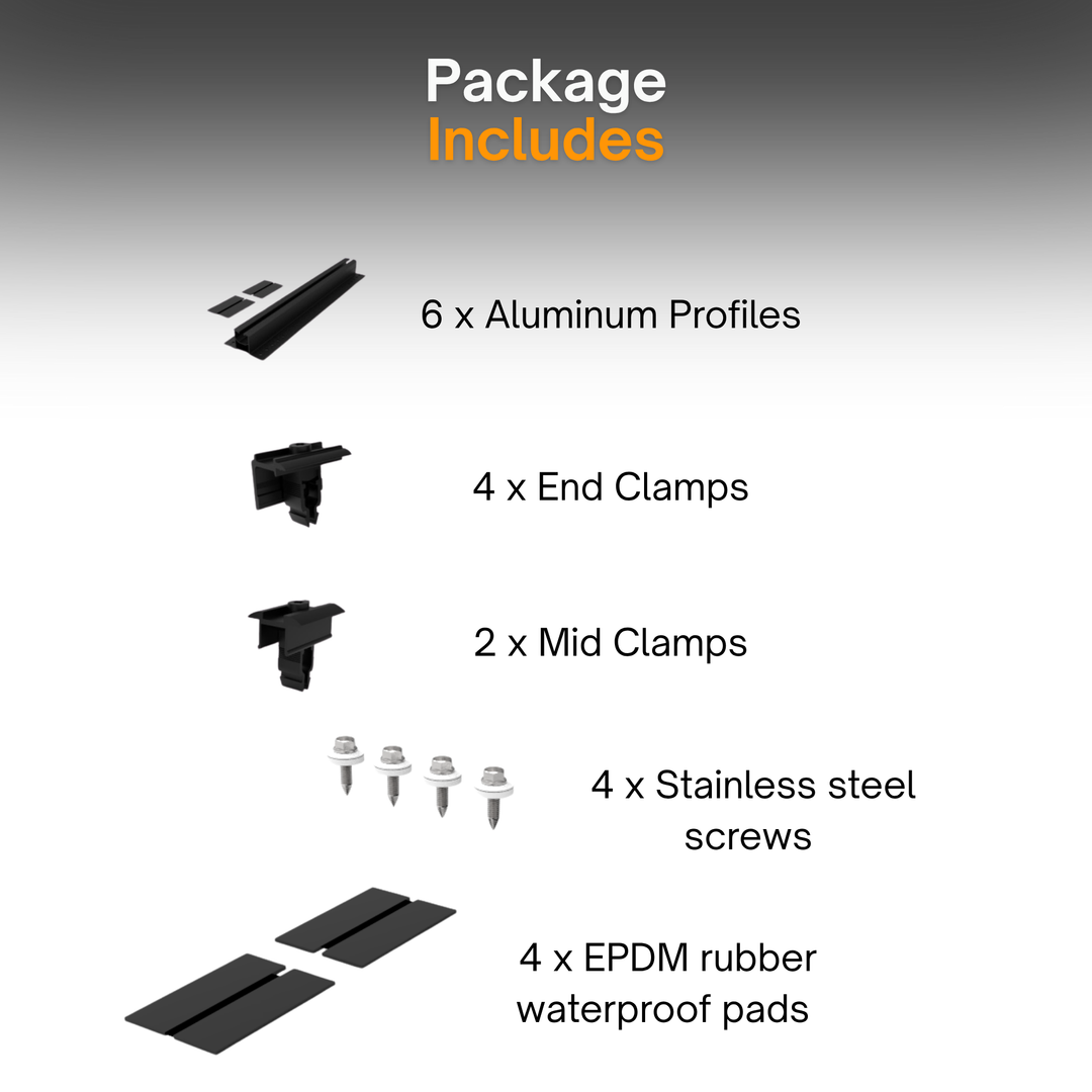 Maple Leaf Black Fast Install Mini-Rail Set 400mm (4 Screws + 4 Pads)